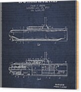 Vintage Submarine Patent From 1919 Wood Print