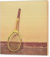 Vintage Tennis Racket Wood Print