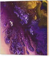 Vivid Abstract Art Purple Fugitive-gold Tones Fluid Painting By Kredart Wood Print