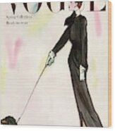 Vogue Cover Featuring A Woman Walking A Dog Wood Print
