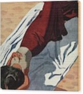 Vogue Cover Illustration Of A Woman Lying Wood Print
