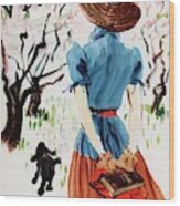 Vogue Cover Illustration Of A Woman Walking Wood Print