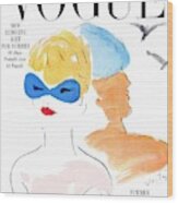 Vogue Cover Illustration Of Two Women Standing Wood Print