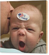 Voting Baby Wood Print