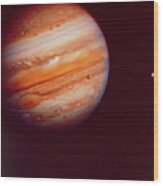 Voyager 1 Photograph Of Jupiter & Moons Wood Print