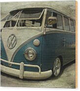 Vw Bus On Display Wood Print