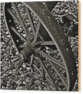 Wagon Wheel On Ice Wood Print