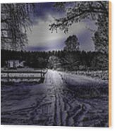 #walk-way In A Pinhole Presentation Over Dyarna A #winter #day Near City Enkoping Sweden January 201 Wood Print