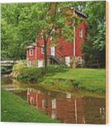 Wallace Cross Grist Mill Reflections Wood Print
