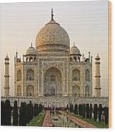 Warm Evening View Taj Mahal Wood Print