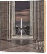 Washington Monument From Lincoln Memorial I Wood Print