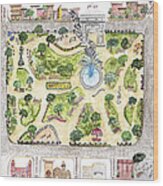 Washington Square Park Map Wood Print