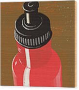 Water Bottle Illustration Wood Print