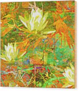 Water Lily Collage Abstract Flowers  Nature Art Wood Print