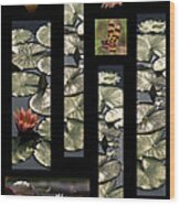 Water Lily Collage Wood Print