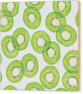 Watercolor Green Kiwi Pattern Wood Print