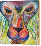 Watercolor Lion Wood Print