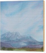 Watercolor Painting Of Mountains Wood Print