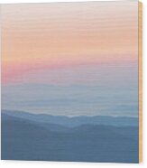 Watercolor Sunrise In The Blue Ridge Mountains Wood Print