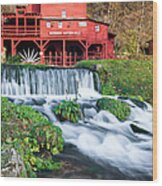 Waterfall And Hodgson Mill - Missouri Wood Print