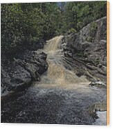 Waterfall On Big Run River Stream Wood Print