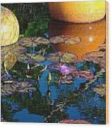 Waterlily Reflections Wood Print