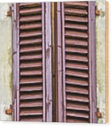 Weathered Brown Wood Shutters Of Tuscany Wood Print