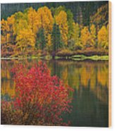 Wenatchee River Reflections Wood Print