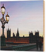 Westminster Bridge And Houses Of Wood Print