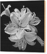 White Lilies Bunch Still Life Flowers Art Print Wood Print