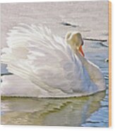 White Swan Wood Print