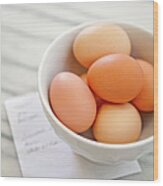 Whole Eggs And Grocery List Wood Print