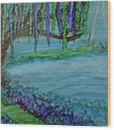 Willows By The Pond Wood Print