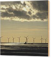 Wind Farm At Sunset Wood Print