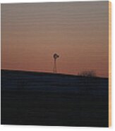 Windmill At Sunset Wood Print
