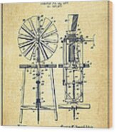 Windmill Patent Drawing From 1899 - Vintage Wood Print