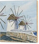 Windmills Of Mykonos Wood Print