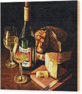 Wine With Cheese Wood Print