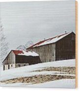Winter Barn Wood Print