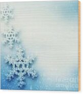 Winter Christmas Background With Big Snowflakes Wood Print