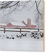 Winter New England Farm Wood Print