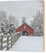 Winter On The Farm Wood Print