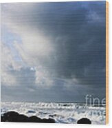 Winter Sea Sky Drama Wood Print