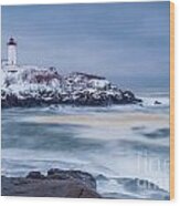 Winter Storm At The Nubble Wood Print