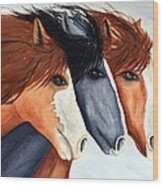 Horse Trio Wood Print