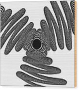 Black And White Striped Wired Illusion Wood Print