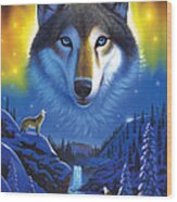 Wolf Snow Mountain Wood Print