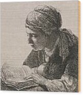 Woman Reading, 1634 By Rembrandt Wood Print