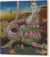 Woman With Mandolin Wood Print