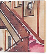 Wooden Staircase At A Japanese-style Inn Wood Print